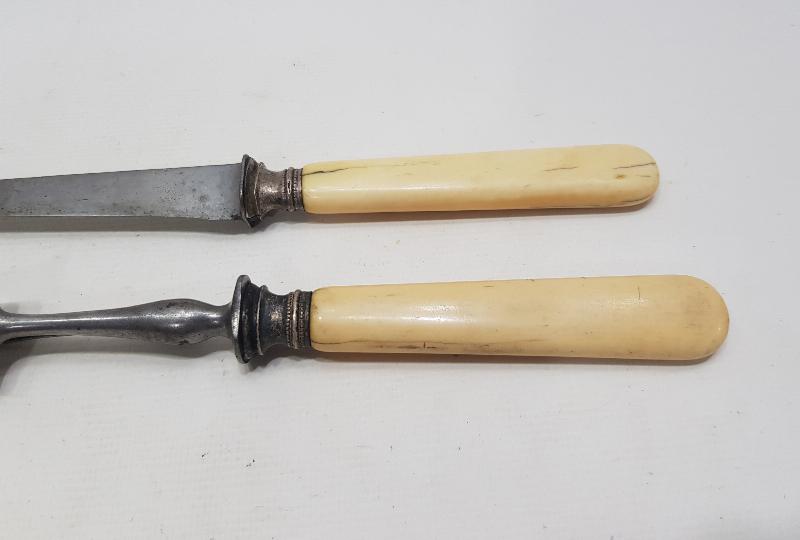 OSMANLI DÖNEMİ FİL DİŞİ SAPLI SERVİS ÇATAL BIÇAĞI