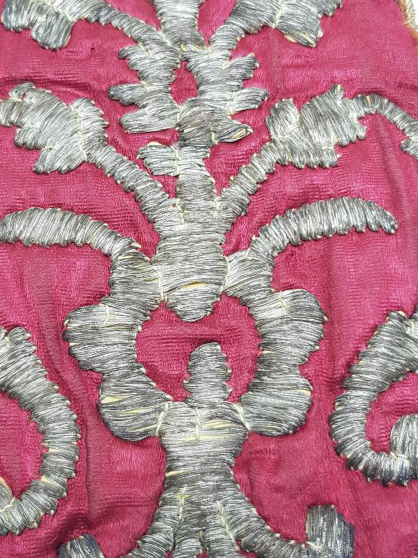 OSMANLI DÖNEMİ GÜMÜŞ SIRMA İŞLEMELİ İPEK KESE