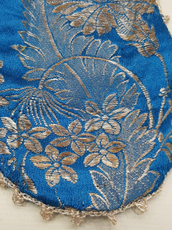 OSMANLI DÖNEMİ MAVİ RENKLİ İPEK ATLAS KESE