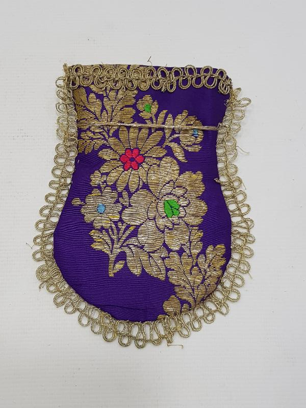 OSMANLI DÖNEMİ MOR RENKLİ İPEK ELMASİYE KESE