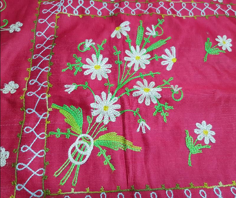 OSMANLI DÖNEMİ SUZENİ İŞLEMELİ İPEK ÖRTÜ