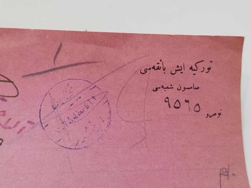 1928 TÜRKİYE İŞ BANKASI SAMSUN ŞUBESİ OSMANLICA SENET