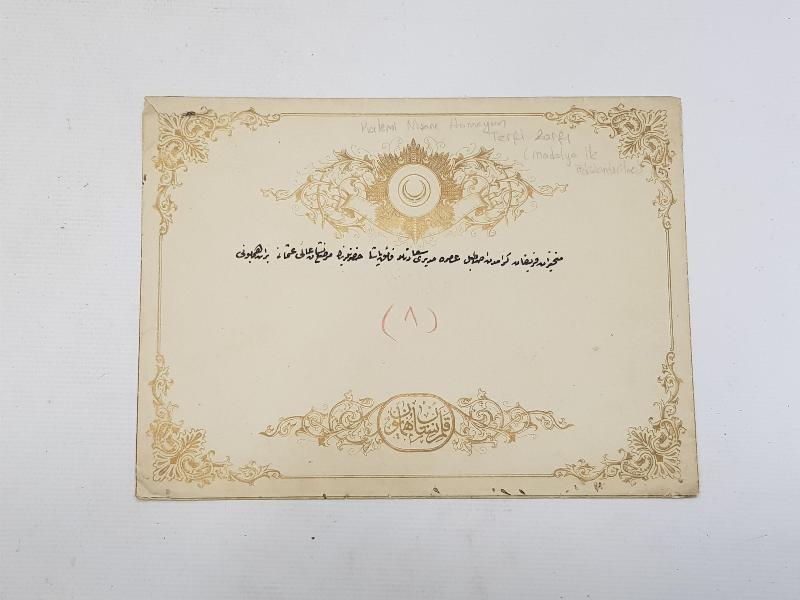 OSMANLI DÖNEMİ FAİK PAŞA'YA AİT 1. DERECE NİŞANI OSMANİ MADALYASI BERAT ZARFI