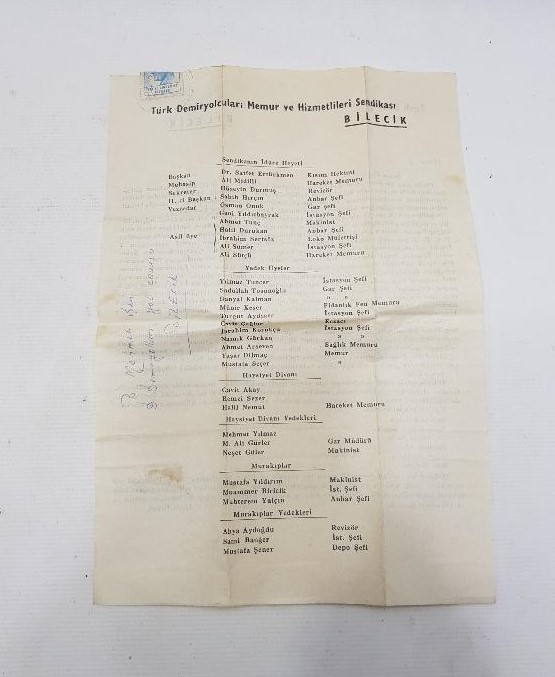 OSMANLI VE TC DÖNEMİ DEVLET DEMİR YOLLARI EVRAK LOTU