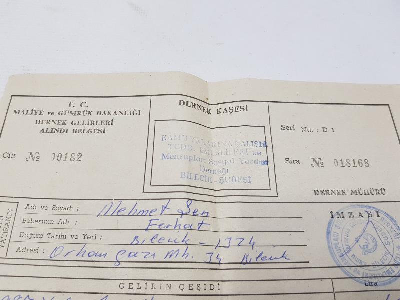 OSMANLI VE TC DÖNEMİ DEVLET DEMİR YOLLARI EVRAK LOTU