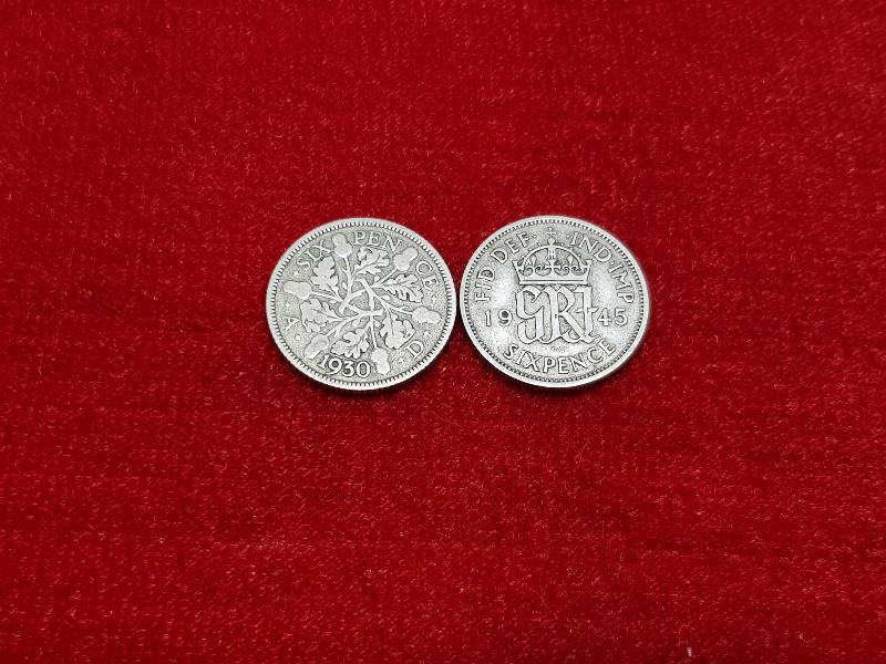 1930 VE 1945 İNGİLTERE GÜMÜŞ SIX PENCE 