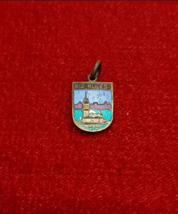 KIZ KULESİ TEMALI MİNELİ GÜMÜŞ KOLYE UCU