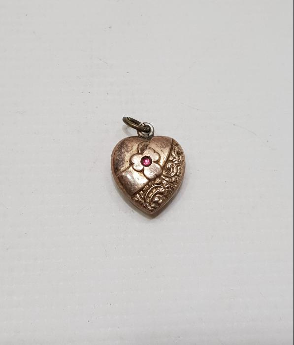 OSMANLI DÖNEMİ LEVANTEN İŞİ YAKUT TAŞLI KALP FORMLU KOLYE UCU