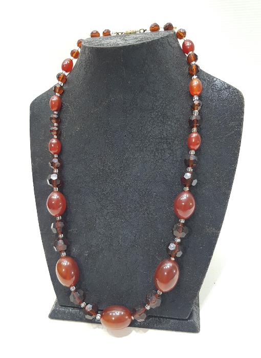 ANTİKA SIKMA KEHRİBAR KOLYE 