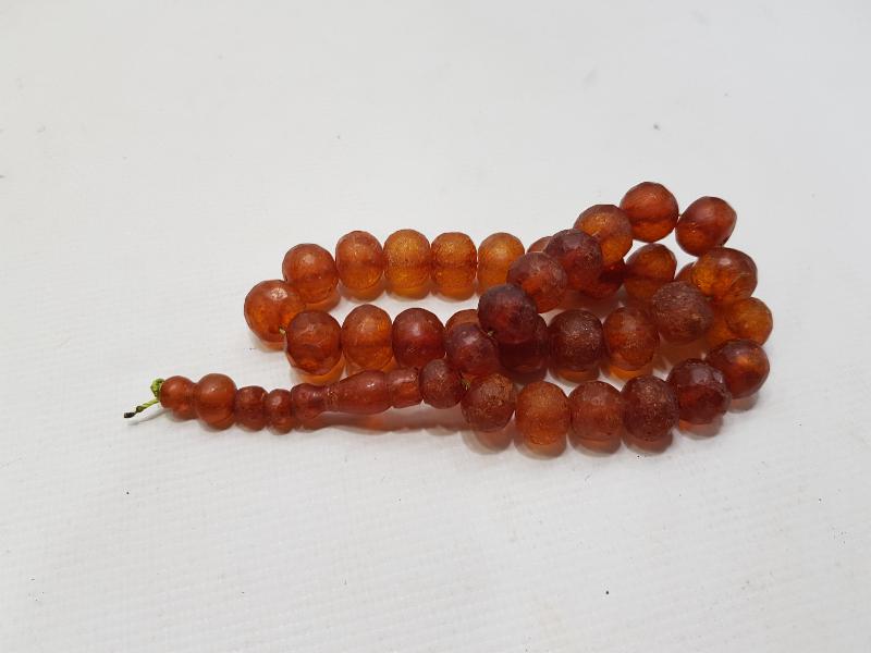 OSMANLI DÖNEMİ ÇOK NADİR FASETA KESİM DAMLA KEHRİBAR TESPİH