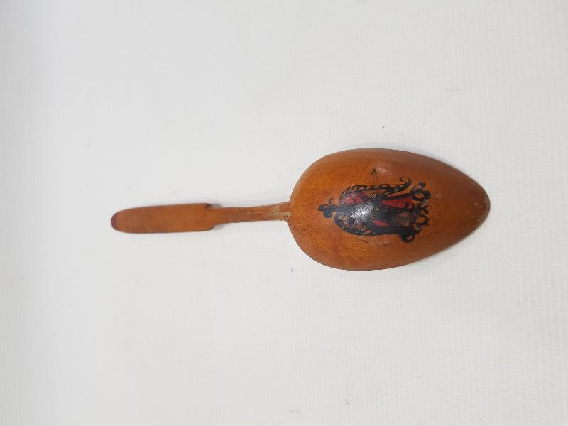 OSMANLI DÖNEMİ KÖK BOYA OSMANLICA YAZILI VE DEVLET ARMALI AHŞAP KAŞIK