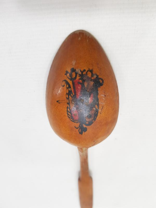 OSMANLI DÖNEMİ KÖK BOYA OSMANLICA YAZILI VE DEVLET ARMALI AHŞAP KAŞIK