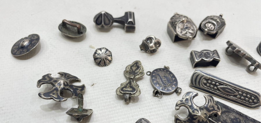 OSMANLI DÖNEMİ SAVATLI GÜMÜŞ ÇERKES KEMERİ PARÇALARI