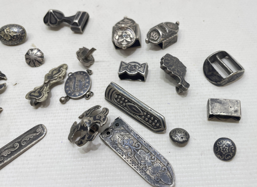 OSMANLI DÖNEMİ SAVATLI GÜMÜŞ ÇERKES KEMERİ PARÇALARI