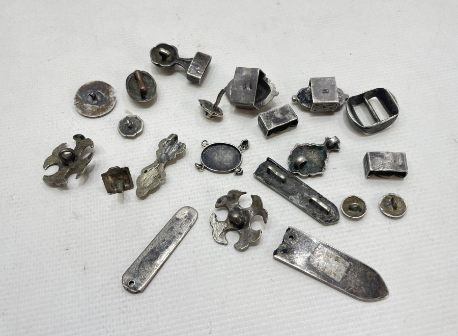 OSMANLI DÖNEMİ SAVATLI GÜMÜŞ ÇERKES KEMERİ PARÇALARI