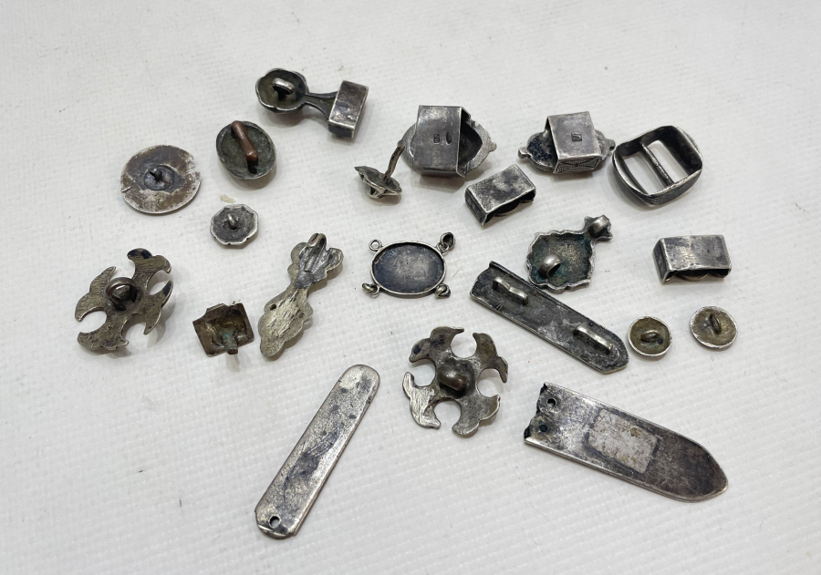 OSMANLI DÖNEMİ SAVATLI GÜMÜŞ ÇERKES KEMERİ PARÇALARI