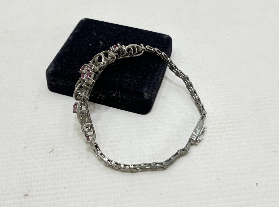 YAKUT TAŞLI ÖZEL YAPIM ANTİKA PLATİN BİLEKLİK