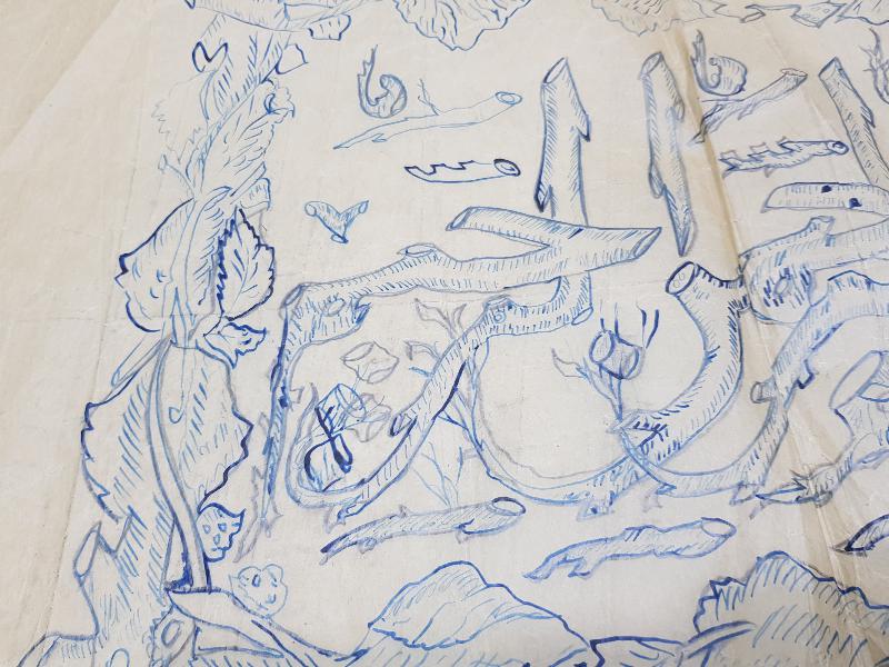 ESKİZ KAĞIDI ÜZERİNE EL YAZMA BESMELE HAT LEVHA