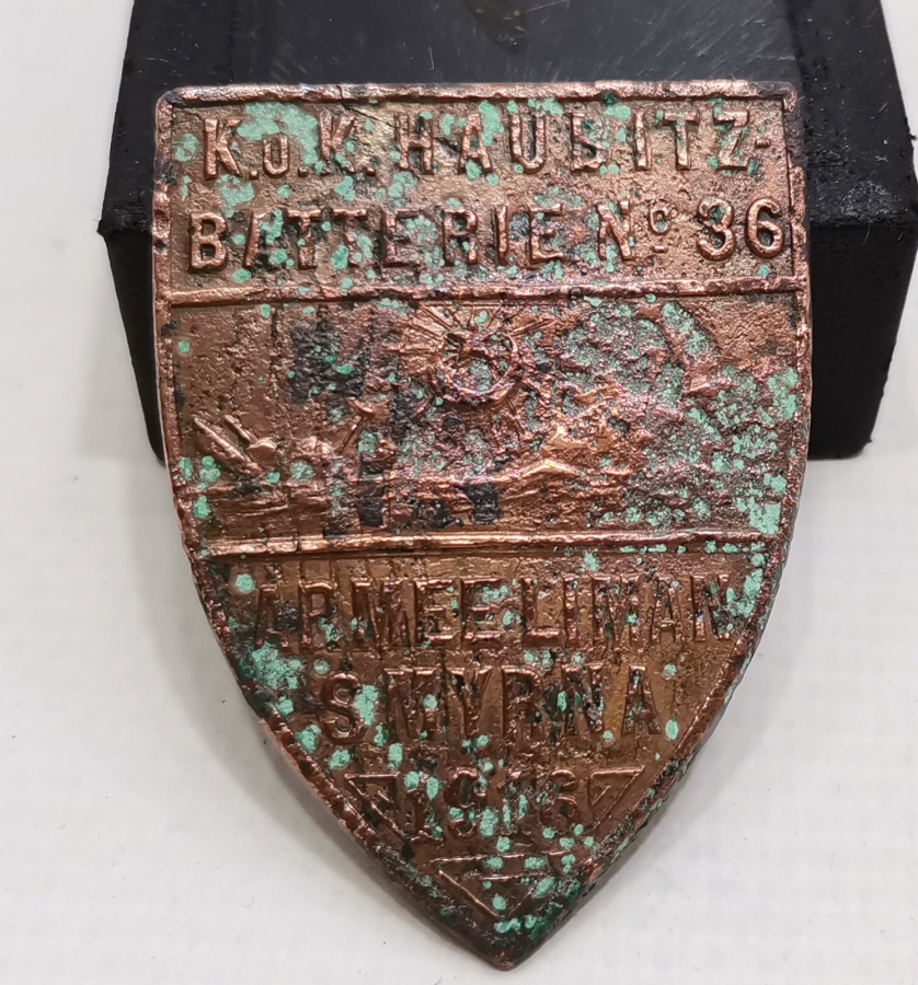 1. DÜNYA SAVAŞI 1916 TARİHLİ İZMİR ASKERİ LİMANI OBÜS BATARYASI ETİKETİ 