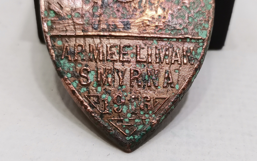 1. DÜNYA SAVAŞI 1916 TARİHLİ İZMİR ASKERİ LİMANI OBÜS BATARYASI ETİKETİ 