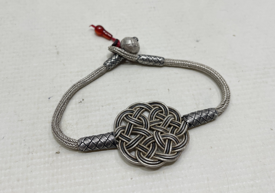 TRABZON İŞİ HASIR ÖRME SAF GÜMÜŞ BİLEKLİK