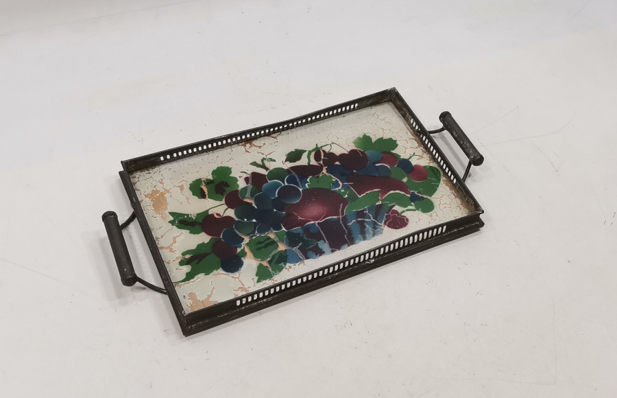 OSMANLI DÖNEMİ CAM ALTI EL BOYAMA TEPSİ