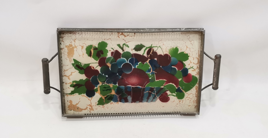 OSMANLI DÖNEMİ CAM ALTI EL BOYAMA TEPSİ