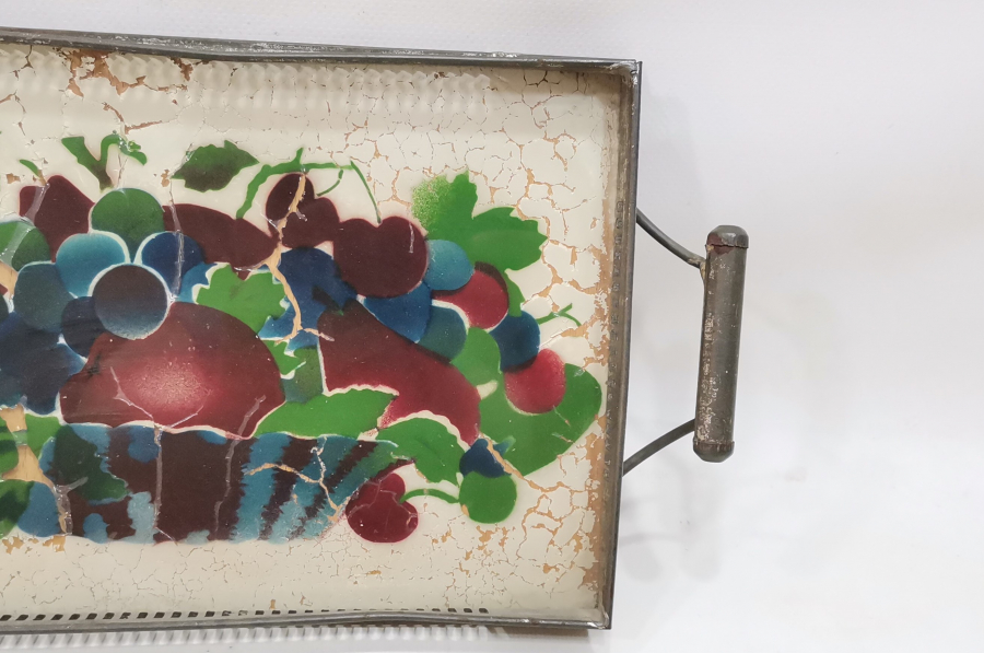 OSMANLI DÖNEMİ CAM ALTI EL BOYAMA TEPSİ