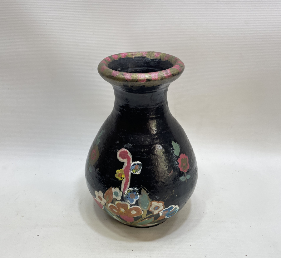 OSMANLI DÖNEMİ MENEMEN İŞİ NADİR EL BOYAMA GELİN ÇİÇEKLİĞİ - VAZO