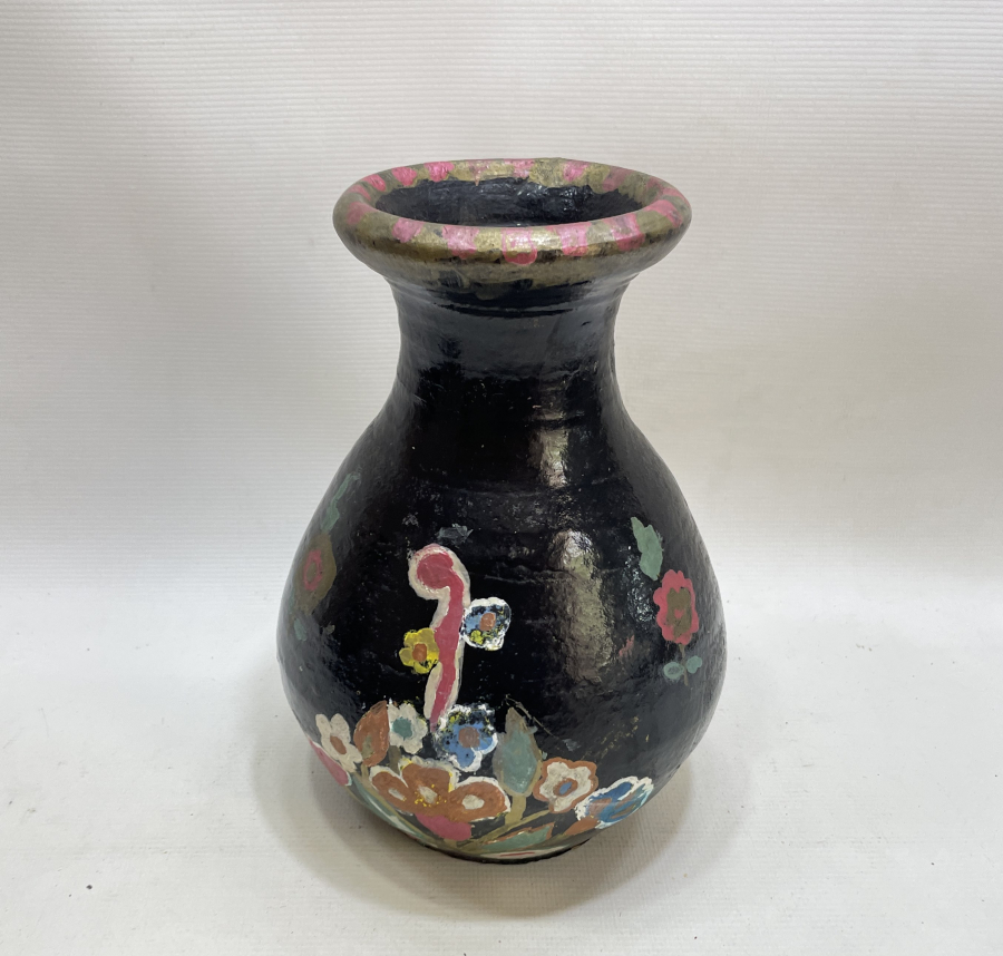 OSMANLI DÖNEMİ MENEMEN İŞİ NADİR EL BOYAMA GELİN ÇİÇEKLİĞİ - VAZO