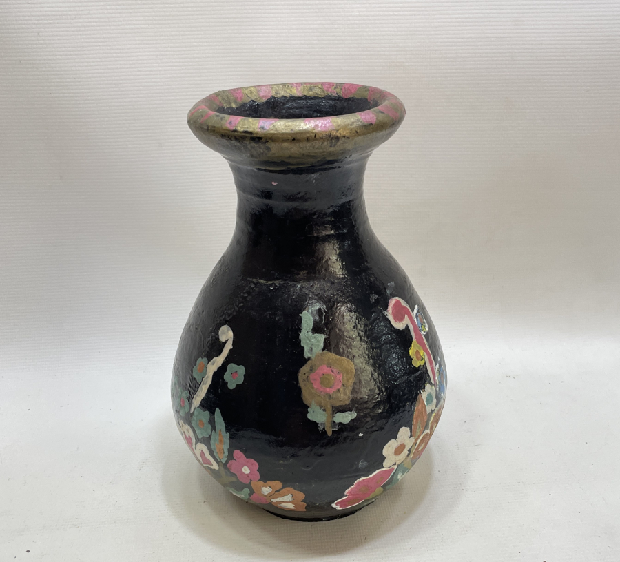 OSMANLI DÖNEMİ MENEMEN İŞİ NADİR EL BOYAMA GELİN ÇİÇEKLİĞİ - VAZO