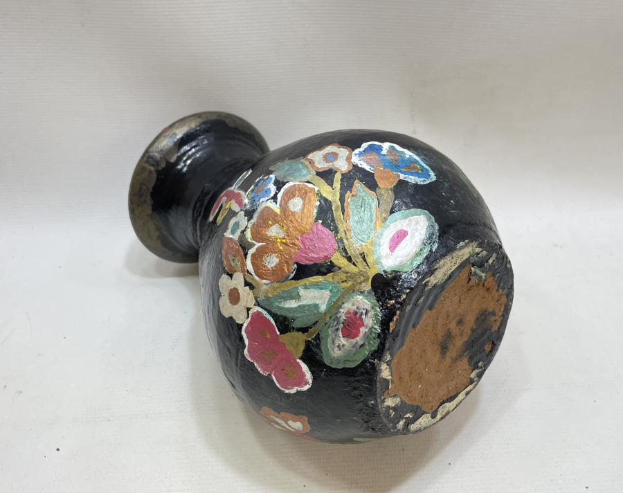 OSMANLI DÖNEMİ MENEMEN İŞİ NADİR EL BOYAMA GELİN ÇİÇEKLİĞİ - VAZO