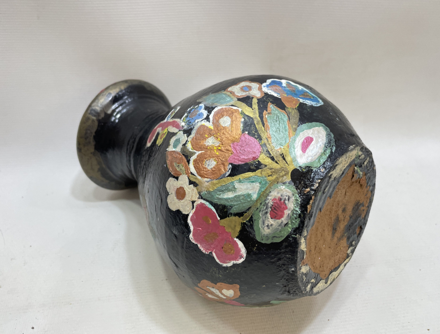 OSMANLI DÖNEMİ MENEMEN İŞİ NADİR EL BOYAMA GELİN ÇİÇEKLİĞİ - VAZO