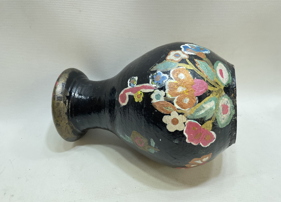 OSMANLI DÖNEMİ MENEMEN İŞİ NADİR EL BOYAMA GELİN ÇİÇEKLİĞİ - VAZO