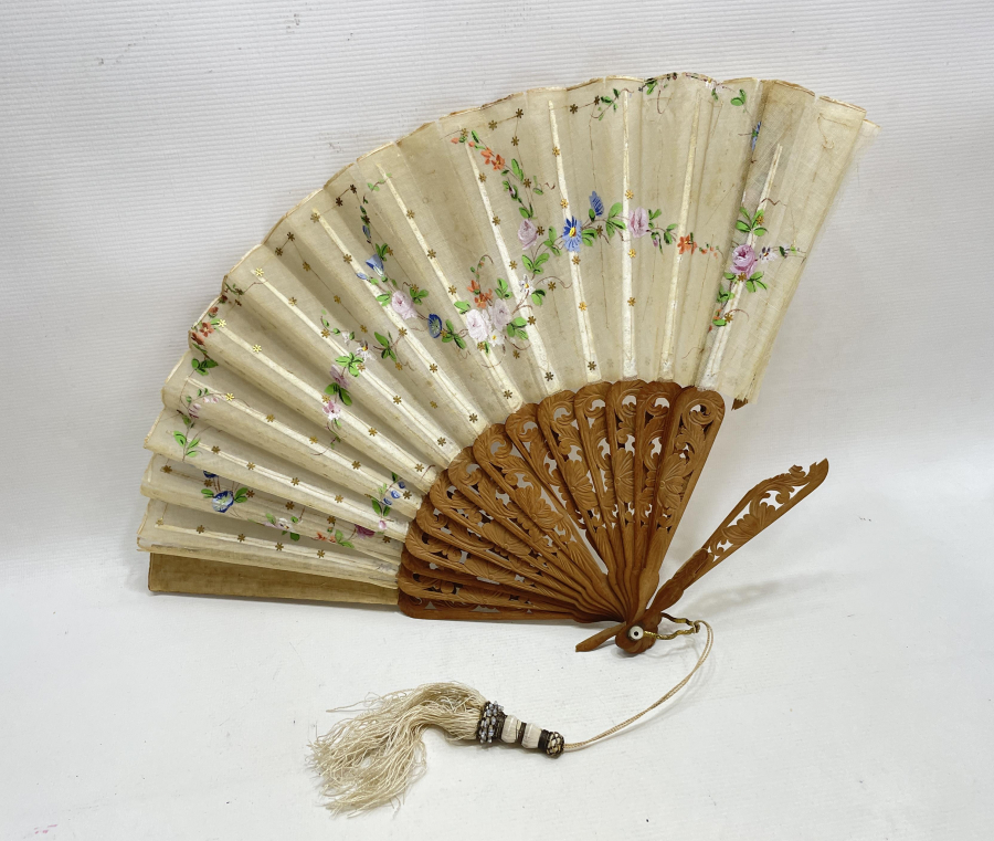 OSMANLI DÖNEMİ TAMAMI EL YAPIMI İPEK YELPAZE