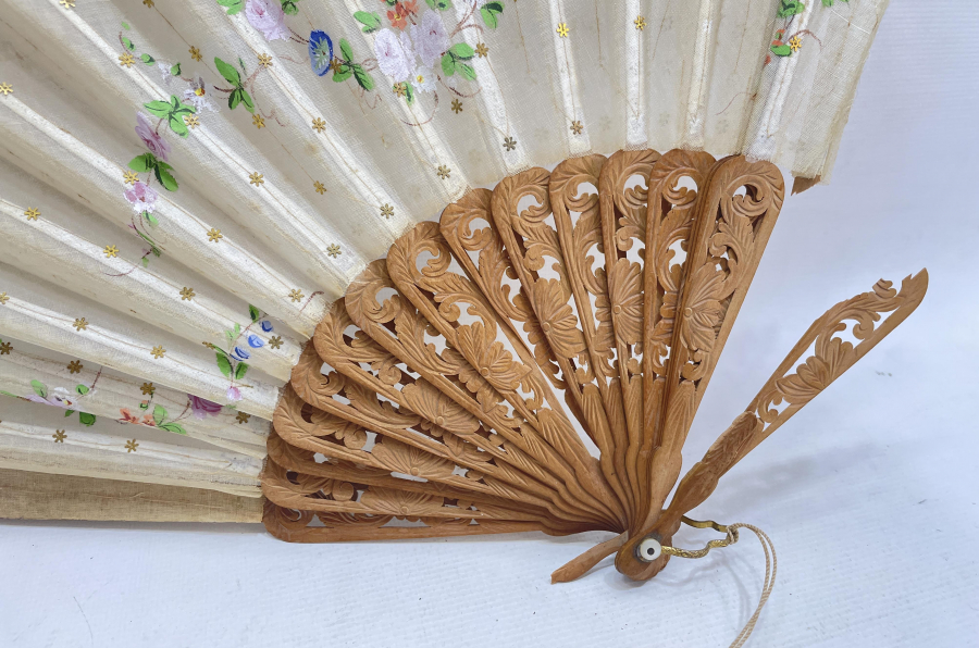 OSMANLI DÖNEMİ TAMAMI EL YAPIMI İPEK YELPAZE