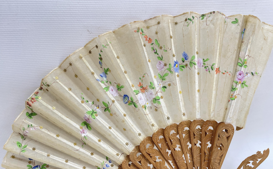 OSMANLI DÖNEMİ TAMAMI EL YAPIMI İPEK YELPAZE