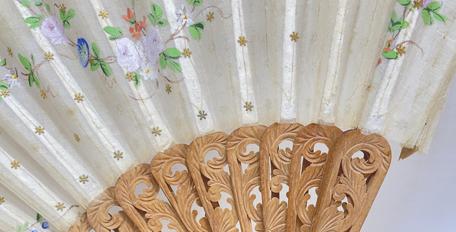 OSMANLI DÖNEMİ TAMAMI EL YAPIMI İPEK YELPAZE