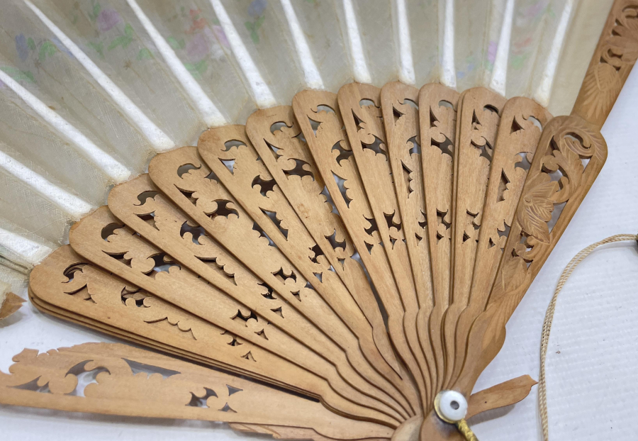 OSMANLI DÖNEMİ TAMAMI EL YAPIMI İPEK YELPAZE