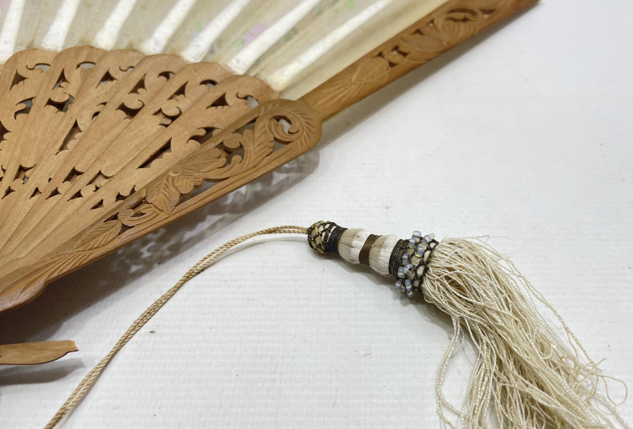 OSMANLI DÖNEMİ TAMAMI EL YAPIMI İPEK YELPAZE