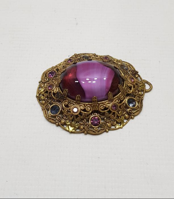 ÜZERİ MOR AKİK TAŞLI KOLYE UCU