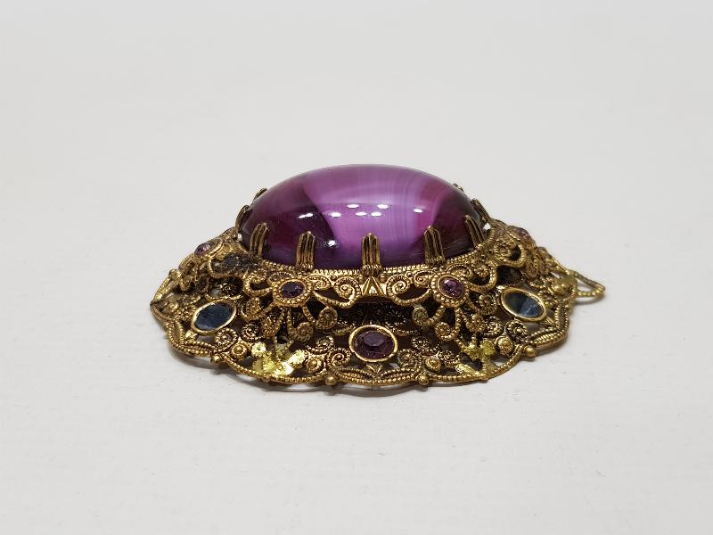 ÜZERİ MOR AKİK TAŞLI KOLYE UCU