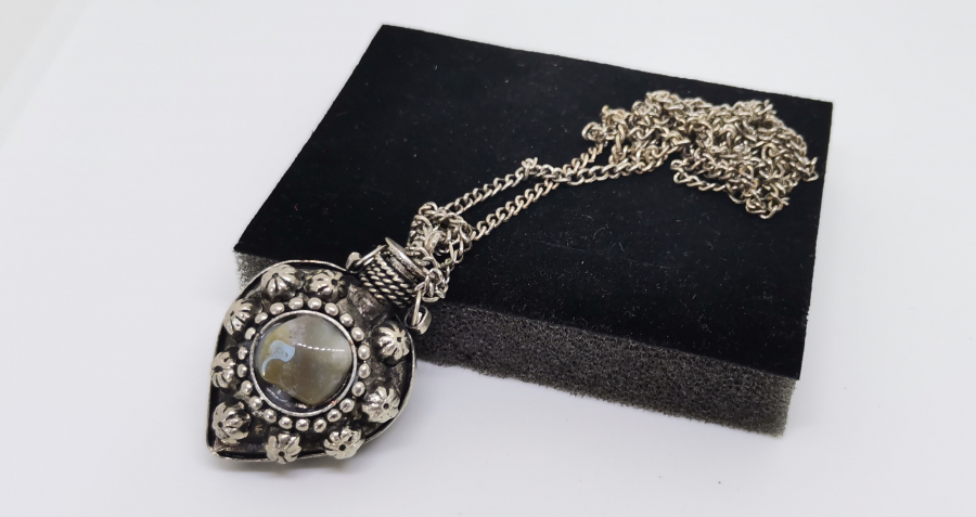 AKİK TAŞLI ANTİKA GÜMÜŞ KAPLAMA KOKULUK