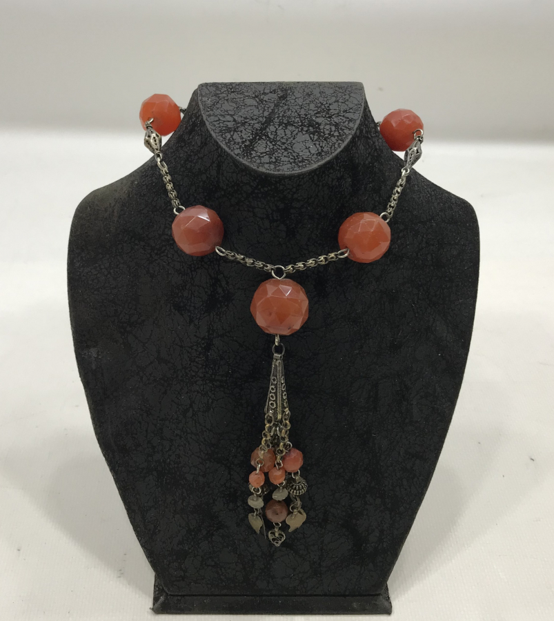 ARNAVUT ZİNCİRLİ VE FASETA KESİM AKİK TAŞLI OSMANLI DÖNEMİ GERDANLIK