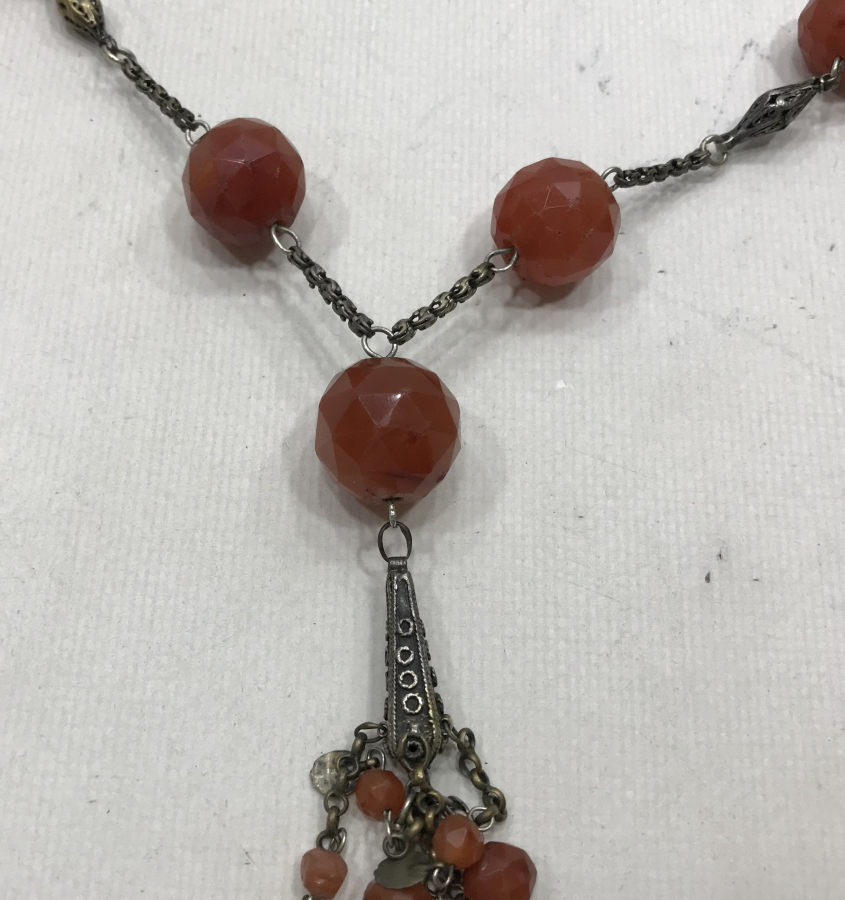 ARNAVUT ZİNCİRLİ VE FASETA KESİM AKİK TAŞLI OSMANLI DÖNEMİ GERDANLIK