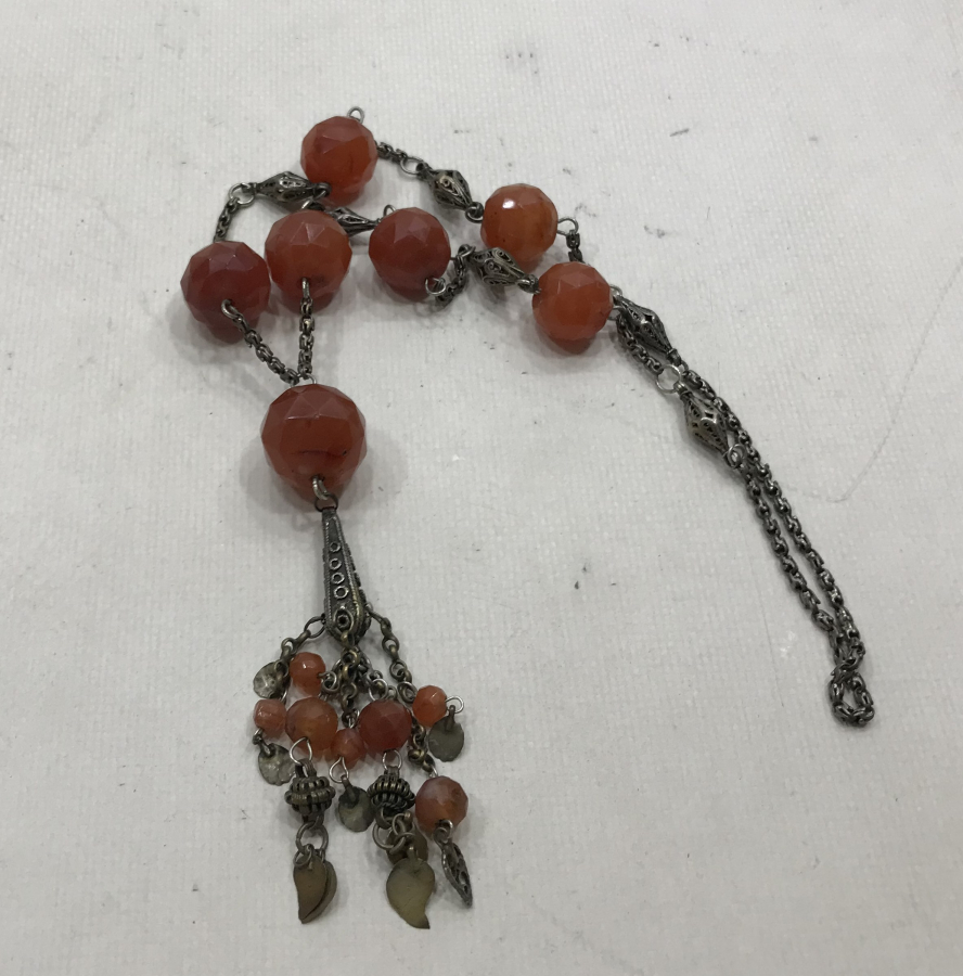 ARNAVUT ZİNCİRLİ VE FASETA KESİM AKİK TAŞLI OSMANLI DÖNEMİ GERDANLIK