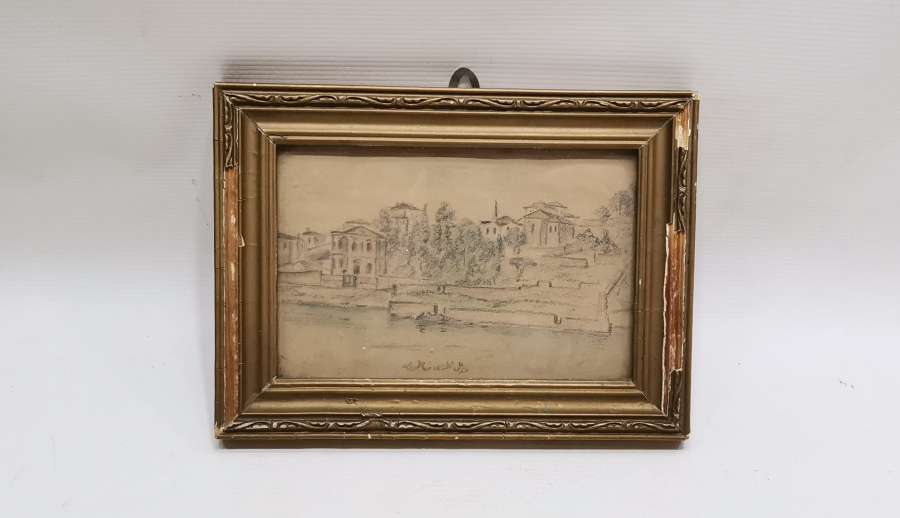 OSMANLI DÖNEMİ EL ÇİZİMİ KARA KALEM TABLO