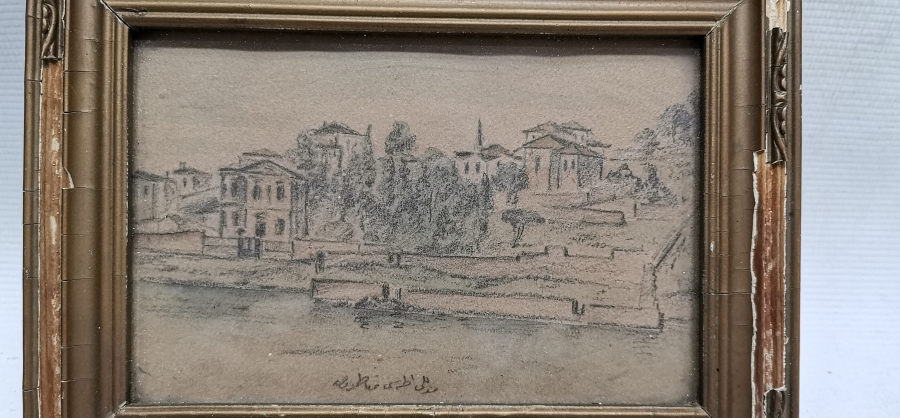 OSMANLI DÖNEMİ EL ÇİZİMİ KARA KALEM TABLO