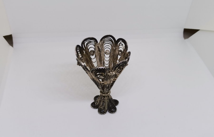 OSMANLI DÖNEMİ TELKARİ İŞÇİLİKLİ GÜMÜŞ FİNCAN ZARFI