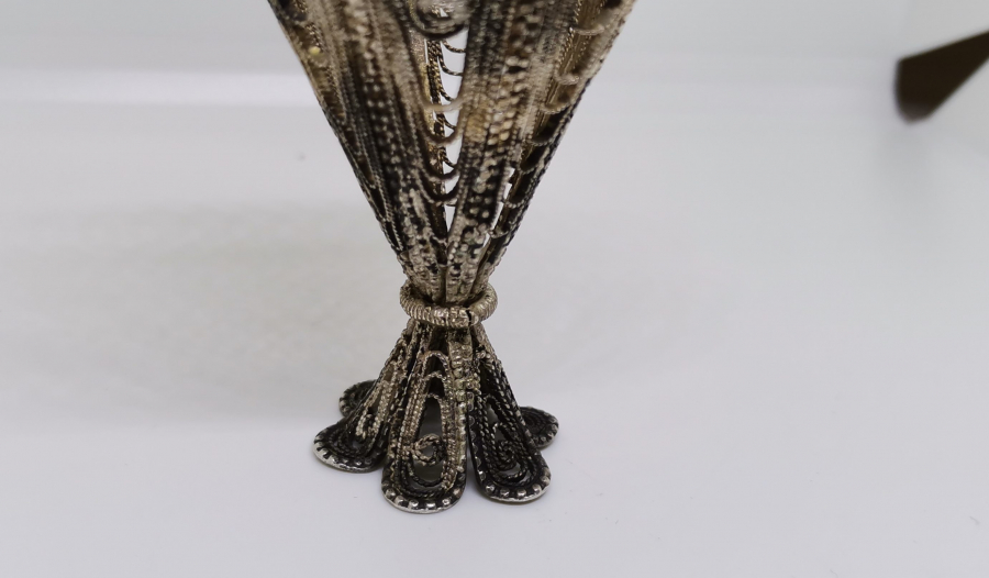 OSMANLI DÖNEMİ TELKARİ İŞÇİLİKLİ GÜMÜŞ FİNCAN ZARFI